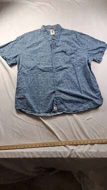 Copper Oak Supply Men's Button Down Shirt XXXL Blue Tribal Print Short Sleeve